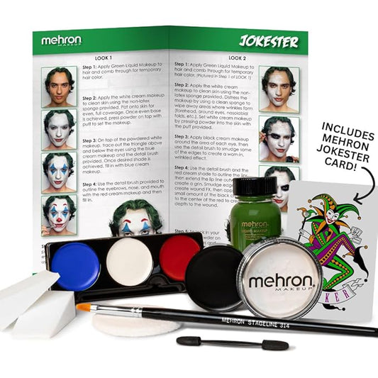 Mehron Makeup Premium Character Kits| Makeup Kits for Halloween & Cosplay| Made in the USA | Complete Kit | Includes all Tools & Instructions on How to Create the Look | (Evil Jokester)