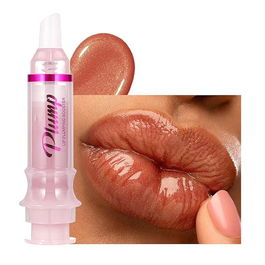 Ginger Lip Plumping Booster Lip Lipstick, Hydrating, Volumizes & High-Shine Lip Plumping Lip Glass Mirror Lip, Plump & Pout Lip Plumper for Women Girls, #05 Nude Illuminator