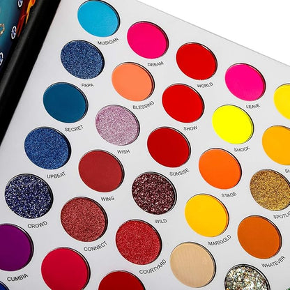 La Catrina 54 Color Pro Eyeshadow Palette Glow in Dark- Glitter, Shimmer, Matte & Multichrome Eye Shadow, Long Lasting Neon Blacklight Makeup Pallet for Halloween, Party, Costume Makeup, Cruelty-Free