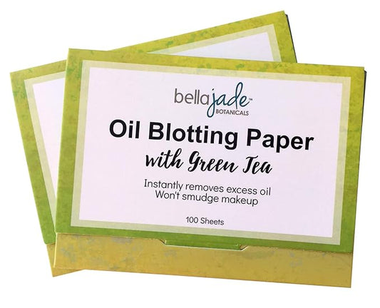 Oil Blotting Paper Sheets – Instantly Absorbs Excess Oil and Shine from Face without Smudging Makeup – Large size, 200 Tissues … (green tea)
