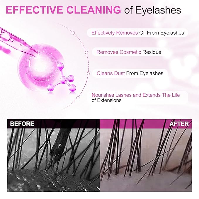 Lash Shampoo Concentrate 30ml Lash Cleanser Concentrate Add Hyaluronic Acid Oil-Free Lash Extension Shampoo Perfect for Salon，Cherry Blossom