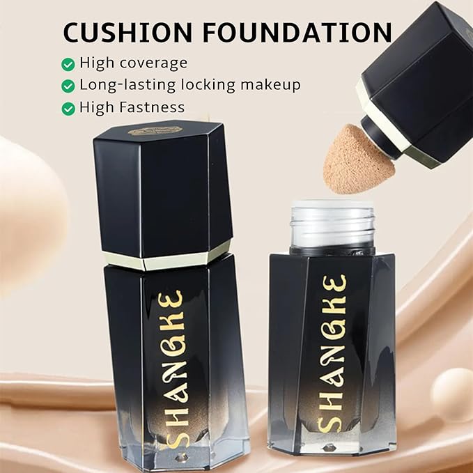 Air Cushion Foundation,Clear and Moisturizing Makeup Cushion Powder Foundation,Flawless Coverage,Long Lasting Matte Finish,Radiant Natural Base Makeup,#1 Ivory White.