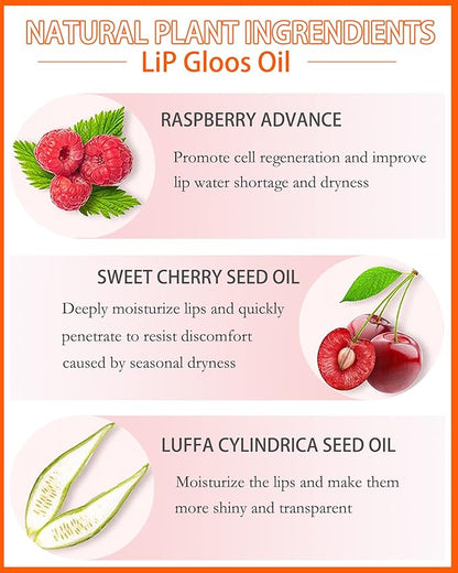 Hydrating Plumping Lip Glow Oil,Tinted Lip Gloss Lip Stain,Glow Reviver Lip Oil,Long Lasting Moisturizing Clear Lip Plumping Oil Tint for Lip Care and Dry Lips,Women's Day Makeup Gift for Women-004