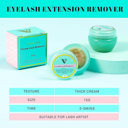 VAVALASH Lash Remover For Lash Extensions Eyelash Extension Cream Remover Low Irritation Cream Remover for Sensitive Skin Fast Dissolution Professional Eyelash Extensions Salon Use(15g)