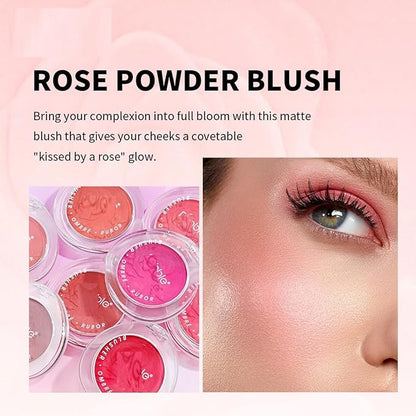 MAEPEOR Embossed Blush 8 Colors Lightweight Natural Look Matte Face Blush Long-Lasting Highly Pigmented Powder Blusher (Color 07)