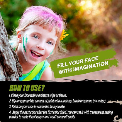 MANIC PANIC Goth White Cream To Powder Foundation Bundle with Poison Ivy Green Face & Body Paint Makeup