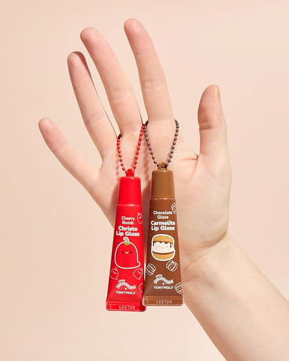 TONYMOLY x Squishmallow Cam the Cat Keychain Lip Gloss, Frosted Milk Gloss, Sheer Pigmented Glossy Lip Stain, Hydrating, Non-Sticky, High Shine Glossy, 11ml