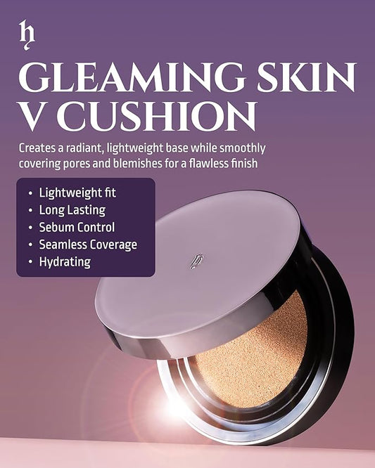 HEVVYMAKEUP V Cushion Skin Fit No.21 Light Begie - Korean Makeup Flawless Radiance Foundation for Oily and Combination Skin - Poreless Ariy Weightless Coverage, 0.35oz.