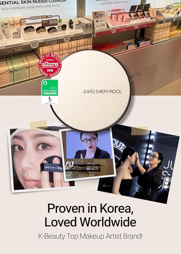 [JUNGSAEMMOOL OFFICIAL] Essential Skin Nuder Cushion (Bronze) | Refill Not Included | Natural Finish | Buildable Coverage | Makeup Artist Brand | Cream Foundation
