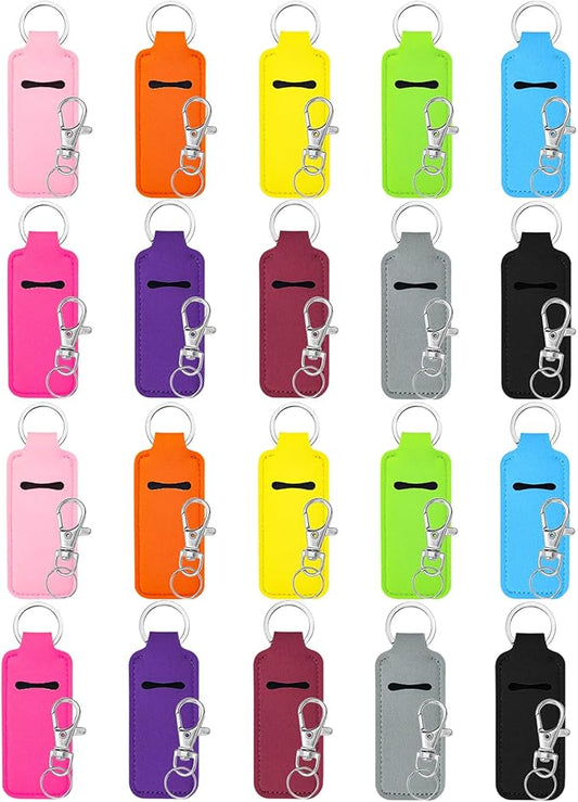 Krijues 10/20/40 Pcs Chapstick Holder Key Chain Lipstick Holder with Keychains (10 Colors)