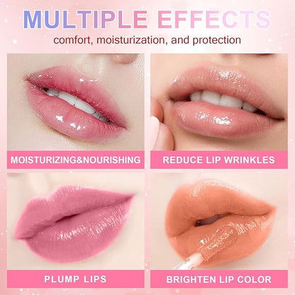 6 Colors Ultra-large Capacity Lip Gloss Set, Clear Lip Gloss and Glow Lip Oil For Woman, Soft and Smooth Lip Gloss Pack,Moisturizing and Hydrating Lip Makeup,Non-sticky Fat Oil Lip Gloss