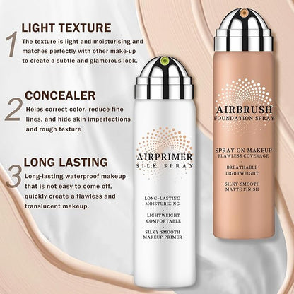 AIUEO Airbrush Foundation Makeup Spray Magic Minerals Airbrush Foundation,Silky Smooth Airbrush Makeup Primer,Long Lasting Makeup-03 Nude