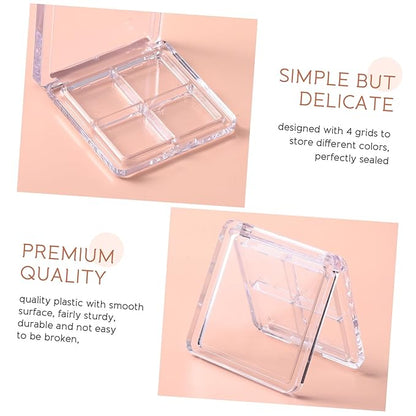 Beaupretty 4 Pieces Empty Eyeshadow Pallet 4 Grids Eye Shadow Lipstick Storage Case Box Clear Makeup DIY Cosmetic Organizer Container