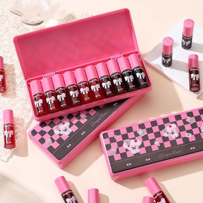 10 Colors Lip Tint, Color Tinted Lip Stain, Moisturizing Lip Balm Liquid Lipstick Makeup Hydrating Long Lasting Lip Gloss Multi-Use Lip Cheek Face Tint