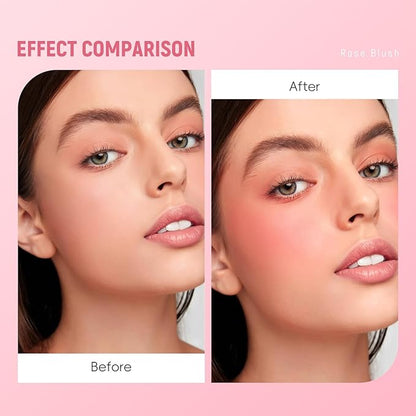 3D Rose Petal Blush for Cheeks, Baby Peach Cream to Powder Flower Blush Makeup Gift for Women, Natural Nude Dewy Finish Shimmer Buildable Face Rouge Rubor Highlighter Contour Makeup-Baby Peach