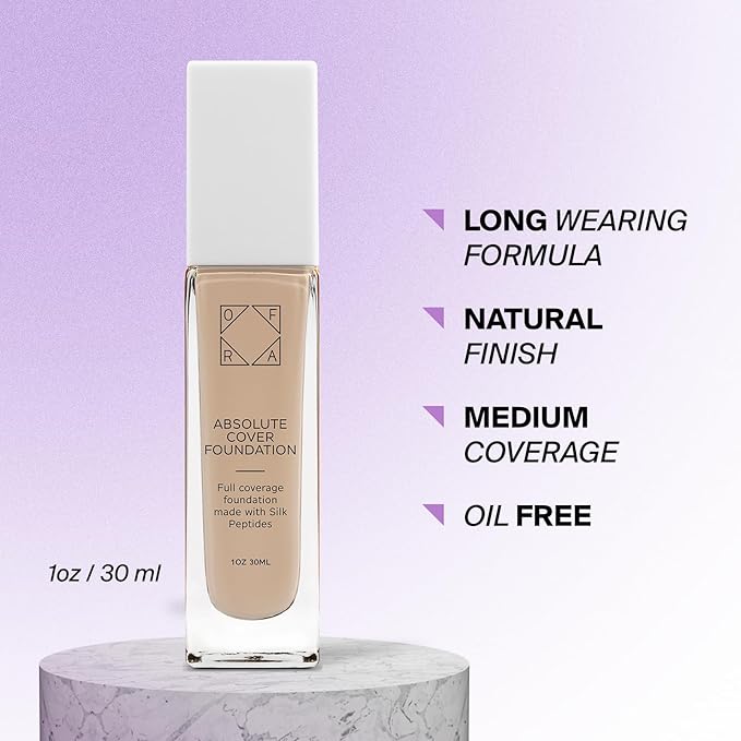 OFRA Absolute Cover Foundation #2 | Liquid Medium Coverage Foundation with Natural FInish | Oil-Free Face Makeup | Light Shade with Cool Undertone | 1oz/30ml