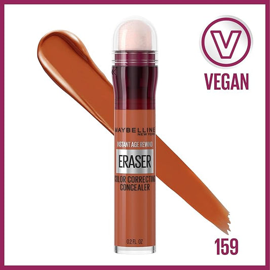 Maybelline Instant Age Rewind Instant Eraser Color Correcting Concealer, Crease-Resistant Coverage, Up to 12HR Moisturizing Wear, Orange Color Corrector, 159, 1 Count