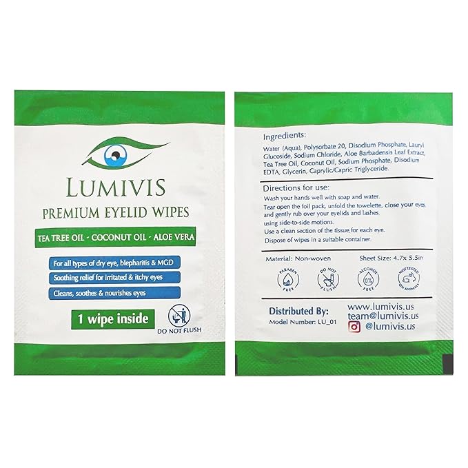 Tea Tree Oil Eyelid Wipes – 144 Individually Wrapped Pads for Daily Eye Cleansing, Makeup Removal & Eyelid Hygiene – Gentle, Soothing, Natural Formula