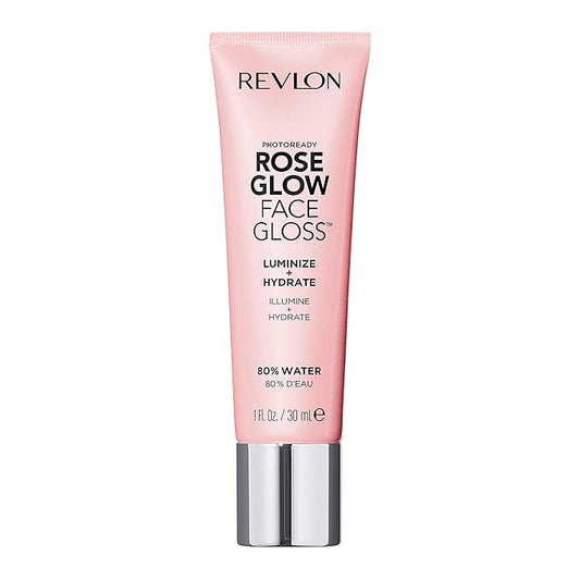 Revlon PhotoReady Face Gloss Rose Glow Primer, Makeup for All Skin Types, Hydrates, Illuminates & Moisturizes, Infused with Glycerin & Olive Oil Extract, 80% Water, 1 Fl Oz
