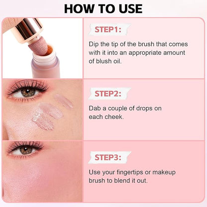 Boobeen Soft Liquid Blush Makeup for Cheeks, Lightweight and Buildable, Thin Cheek Makeup Stick for Natural Flush Color, Cream Blush Easy to Blend, With Build in Brush