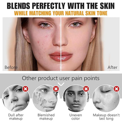 Colour Changing Foundation, 2Pack Color Changing Liquid Foundation Makeup Base Moisturizing Concealer Cover for Women, SPF15, Sunscreen, Non-Greasy, Long Lasting