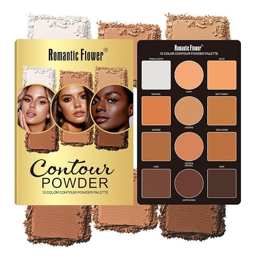 Contouring Makeup Kit for beginners, 9 Colors Pro Contour Palette with Make Up Brush, Waterproof Long-Lasting Cosmetics Gift Idea for Dark Skin, Flawlessly Sculpted Face