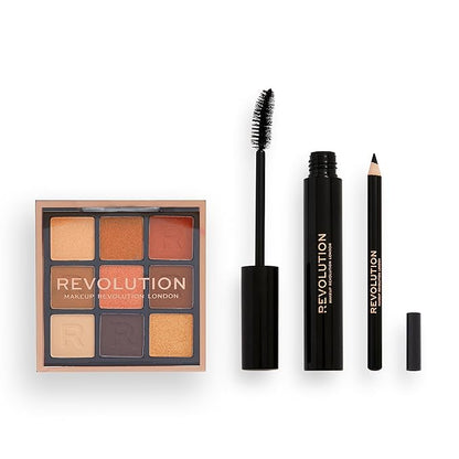 Makeup Revolution Into The Bronze Eye Set Gift Set, Eyeliner, Mascara & Eye Palette Included