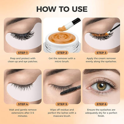 Eyelash Extension Remover Cream, Professional Lash Remover for Lash Extensions, Low Irritation, Fast Dissolution, Lash Extension Remover Cream for Salon Use, 5g (Cantaloupe)
