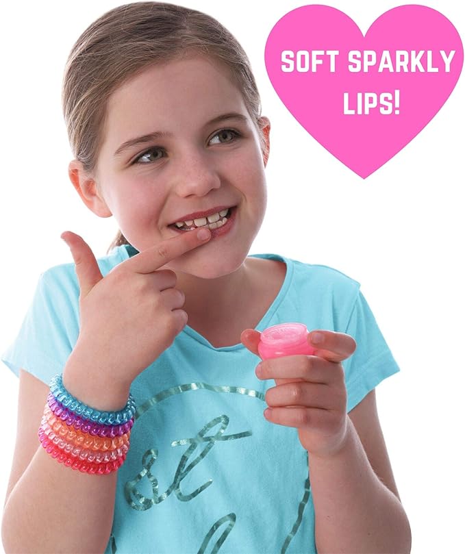 GirlZone Lip Balm Making Kit, 25-Piece Makeup and Lip Gloss Set with Glitters, Stickers & More, Fabulous Girls Toys Age 8 & Great Gift Idea for Kids
