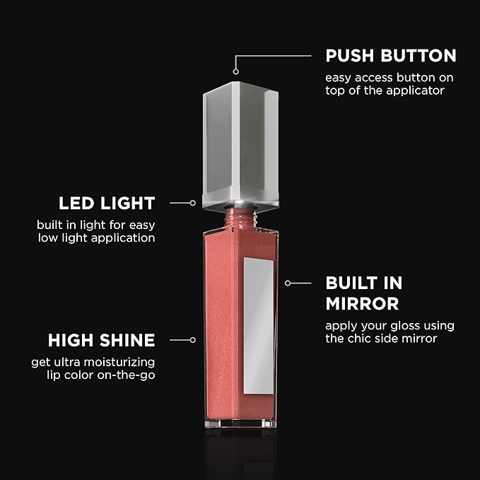 Pure Cosmetics Pure Illumination Lip Gloss - LED-lit Applicator w/Side Mirror - Non-Sticky, Moisturizing & Hydrating Lip Glosses - Soothes & Protects Dry Chapped Lips (Oopsy Daisy)