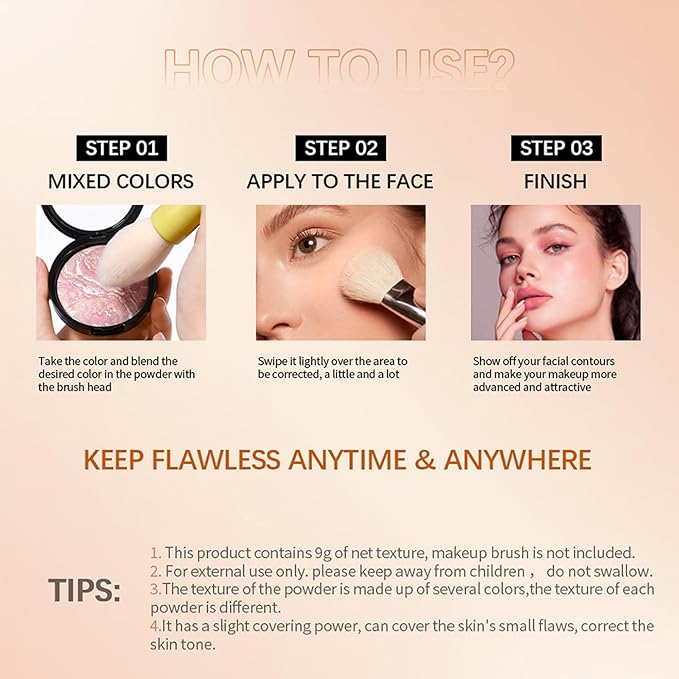 Baking Foundation, Highlighter Finishing Powder Makeup Setting Finishing Semi-Matte Finish