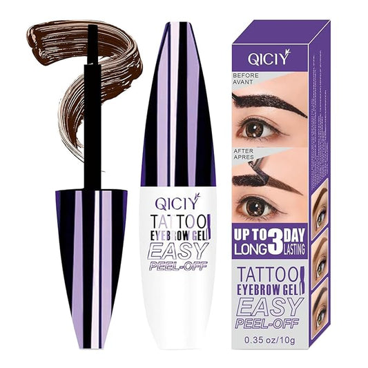 Peel Off Eyebrow Gel, Peel off Eye Brow Tinted Cream, Tinted Eye Brow, Grey Brown Tattoo Eyebrow Gel Easy Peel Off for Women, Waterproof & Sweatproof for All Skin Types(Brown)