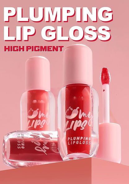 Moisturizing Glossy Lip Gloss, Spicy Long-Lasting Plumping Lip Oil Gloss, Color Lip Glaze Lipstick, Natural Lip Plumper Gloss Make Lips Fuller & Moisturizing, Lip Volume Hydrating (B, 06)