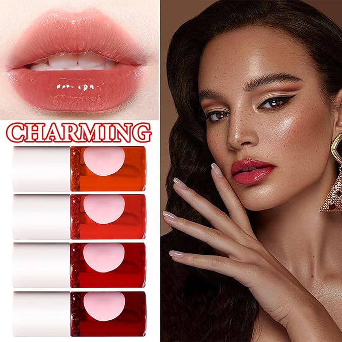 4Pcs Lip Tint Stain Set,Lip Stain Long Lasting Mini Liquid Lipstick,Non-sticky,Lightweight,Matte Velvet Lip & Cheek Tint,Moisturizing Waterproof Matte Finish Lip Makeup