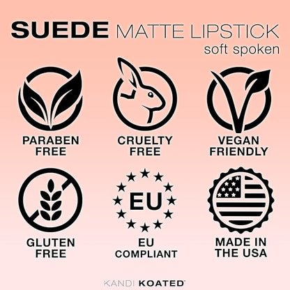 Kandi Koated Suede Matte Lipstick [Soft Spoken] - Warm Terra-Cotta Matte Lip Color with Cruelty-Free Formula | Creamy Texture, Rich Colors, Paraben-Free | Beauty & Makeup
