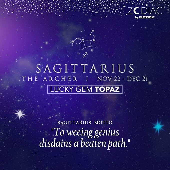 Blossom Lip Gloss Zodiac Sign Vanilla Scented Roll-On Lip Gloss, Moisturizing + Hydrating with Zodiac Crystals, Made in USA, 0.20oz, Sagittarius