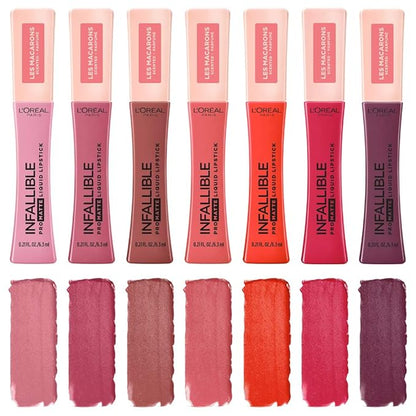 L’Oréal Paris Makeup Infallible Pro Matte Les Macarons Scented Matte Liquid Lipstick, Highly Pigmented, Longwear, Waterproof and Smudge Proof, Blackcurrant Crush, 0.21 fl; oz.