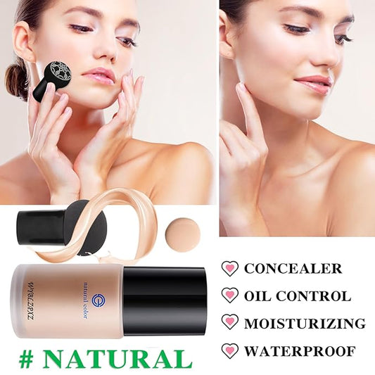 Mushroom Head Air Cushion CC Cream BB Cream Cushion Foundation Moisturizing Full Coverage Foundation Concealer Lasting Foundation Makeup Tone Makeup Base Primer（Natural）A