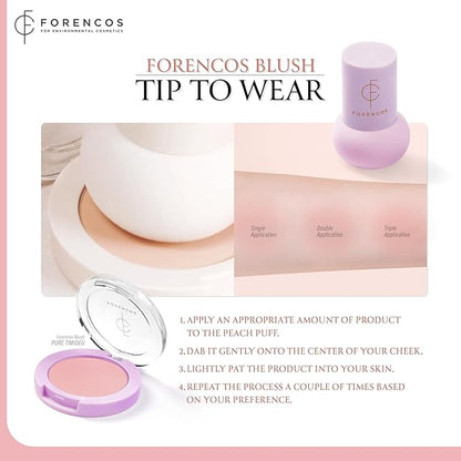 FORENCOS Matte Blush Set (Puff Included), Long Lasting Korean Blush Power, Zero Sebum Shine, Flawless Finish, Easy Blending, Lightweight & No Cakey Residue (PURE TIMIDUE)