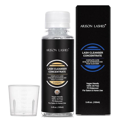 ARISON LASHES Eyelash Cleanser Concentrate 100ml Lash Extensions Shampoo Natural Foaming Cleanser DIY Non-lrritating 20 Bottles 60ml lash Shampoo（Camellia）