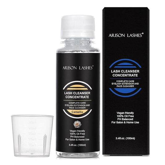 ARISON LASHES Eyelash Cleanser Concentrate 100ml Lash Extensions Shampoo Natural Foaming Cleanser DIY Non-lrritating 20 Bottles 60ml lash Shampoo（Camellia）