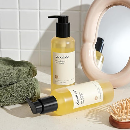 About Me Rice Makgeolli (Rice Wine) Cleansing Oil, K-Beauty Deep Cleansing Oil with Korean Rice Wine Extract, Gentle Daily Makeup Remover for All Skin Types (195ml/6.59 fl.oz)