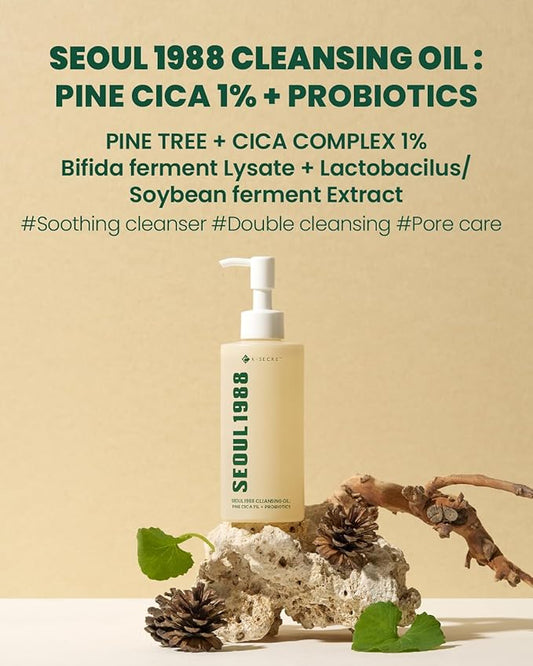 KSECRET SEOUL 1988 Cleansing Oil : Pine Cica 1% + Probiotics, 200ml/6.76fl.oz.