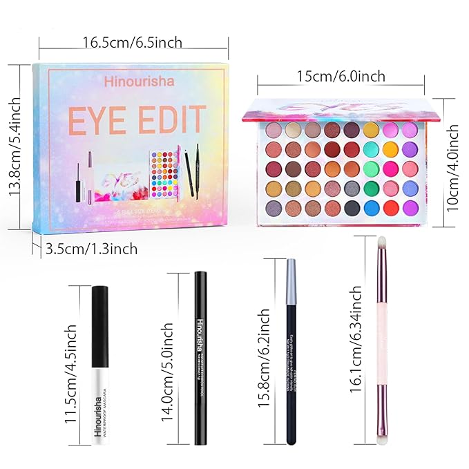 Eyeshadow Palette for Women, Teenage Full Eye Makeup Kit, Makeup Gift Set for Girls, Eye color Essential Include 40 colors Eye Shadow Palette Eyeliner, Mascara, Eyebrow Pencil and Brush