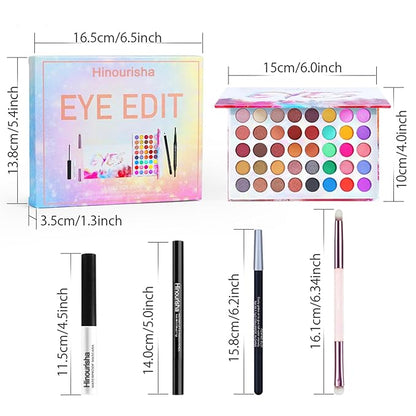 Eyeshadow Palette for Women, Teenage Full Eye Makeup Kit, Makeup Gift Set for Girls, Eye color Essential Include 40 colors Eye Shadow Palette Eyeliner, Mascara, Eyebrow Pencil and Brush