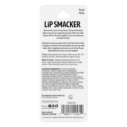 Lip Smacker Fruit Glaze Lip Oil, Ultra-Hydrating & Moisturizing with High-Shine Finish, Plush Applicator for Effortless Glide, Delicious Non-Sticky Flavor - Peach