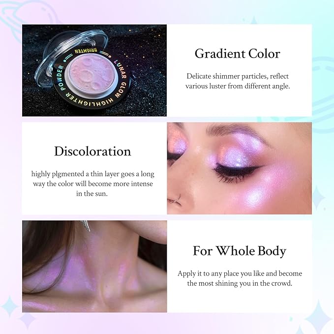 Chameleon Face Highlighter Palette, Multichrome Glitter Shimmer Highlighter Makeup, Holographic Sparkle Color Shifting Inner Corner Eye Highlighter Illuminator, Silky Creamy Mineral Eyeshadow1