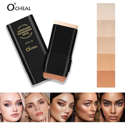 O'CHEAL Face Foundation Contour Stick Long-wear Lightweight Brighten Stick Blemish Contouring Face Concealer Beauty Makeup 01#IVORY