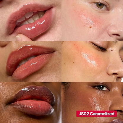 Glowy Jelly Pot | Dewy Jelly Lip & Blush Color, Tinted Glow Balm, Dewy Buildable Finish – Caramelized (Rosy Brown) | 0.14 oz