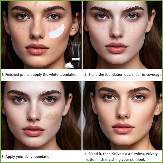Afflano White Foundation Color Changing Makeup, Full Coverage Color Matching Foundation Skin Brightener Face Makeup, Vegan Eyeshadow Primer Base, Cosplay Clown Goth White Face Makeup for Gothic Girl